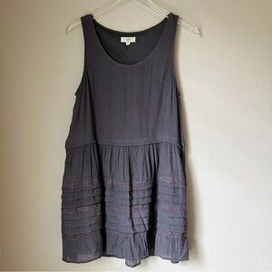Entro Gray Lined Tunic Tank Tiered Lace Mini Dress Size Medium